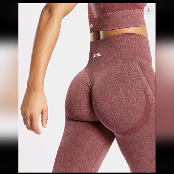 NWT AYBL High Rise Red Marl Athletic Contour Sporty Leggings XS - Picture 4 of 10
